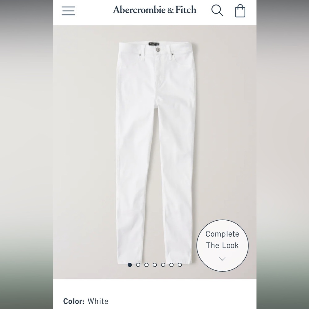 Abercrombie: High Rise Jean Leggings. Size 26. Color: White.